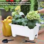 Oliz Self-Watering Rectangle Planter Boxes 8-Pack, 15.7-Inch Window Box Planter with Drainage Holes & Trays, Pots for Vegetables, Herbs, Flowers, Garden Windowsill Balcony (White) - Image 7