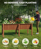 72x26x30 Inch Raised Garden Bed With Leg, Elevated Wood Planter Box Stand for Vegetables, Herbs & Flowers, 6x2x2.5 Ft Outdoor Standing Planter w/Hooks,13.7In Depth Plante for Backyard, Patio, Balcony - Image 6