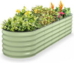 Kesfitt Raised Garden Bed, Metal Galvanized Steel Oval Garden Bed 8x2x1.5 ft with 18-Inch Deep Open-Bottom Design for Outdoor Vegetable Gardening, Fruit Green by Kesfitt