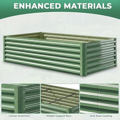 6x3x1.5ft Galvanized Raised Garden Bed, Metal Planter Box for Outdoor Planting Plants, Vegetables, Herbs, Above Ground Raised Garden Bed Kit for Gardening - Forest Green Rectangle - Image 7