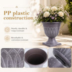 Tall Plastic Urn Planters for Outdoor Plants, 12.8" Wx15.4 H, 2Pcs - Image 3