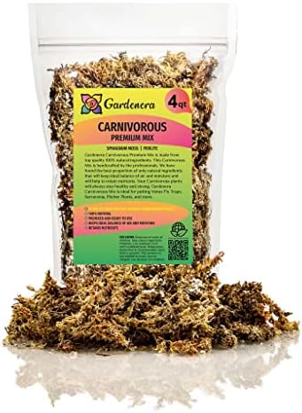 GARDENERA Sphagnum Moss Potting Mix for Carnivorous Plants, Moss and Perlite Blend for Potting Venus Fly Traps, Sarracenia, Pitcher Plants - 75% Sphagnum Moss + 25% Perlite - Made in USA - 4 Quart by Gardenera