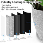 GameXcel Flower Pot Indoor - Outdoor Plant Pot - Gray Rough Planter - Elegant Stone Imitation - 12" Diameter 12" Tall with Drainage Holes and Saucer 2 Pack - Image 4