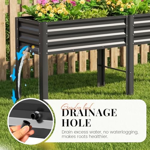 KING BIRD Raised Garden Bed with Legs & Water Storage Tank 80×17×31.5 in - Image 3