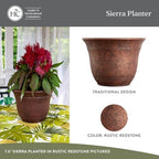 The HC Companies Sierra Round Self-Watering Pot - Lightweight Plastic Planter for Herbs & More - Durable Plant Pots for Indoor Plants & Outdoor Plants (13” Rustic Redstone, Pack of 1) - Image 3
