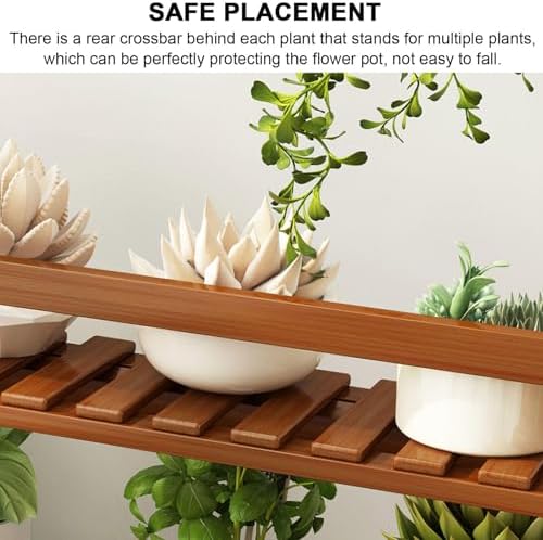 Bamboo Ladder Plant Stand 3 Tier Foldable Flower Pot Display Shelf Rack for Indoor Outdoor Multiple Plants Home Patio Lawn Garden Balcony Organizer Planter Holder,50cmL - Image 5