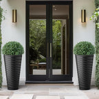 Kante Set of 2 Black Plastic Round Planters 29" Tall Home & Outdoor - Image 3
