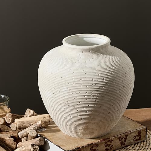 Vanselia Ceramic Flower Vase Home Decor - Large Tall Farmhouse Table Vases Rustic Vintage Living Room Kitchen Bedroom Decorations for House Book Shelf Office Coffee Desk Dining Fireplace (10" Rustic) - Image 2