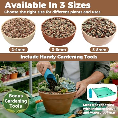 18lb Mix Lava Rocks for Plants 3/8" Horticultural Pumice for Plants, Succulent Cactus Soil Potting Mix - Horticultural Sand Aquarium Gravel Drainage Rocks for Potted Plant, Bonsai Soil, Top Dressing - Image 3