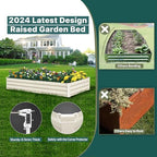 Raised Garden Bed Beige, 6x3x1ft Galvanized Raised Garden Bed Outdoor Metal for Gardening Vegetables Flower Garden Planter Box Large Raised Bed with Gloves and 3ftx30ft Weed Barrier Fabric - Image 4