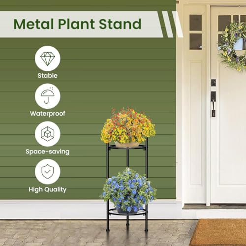 H HOMEXIN Plant Stand Indoor, 2 Tier Metal Tall Plant Stands 23.4" Multiple Plant Rack Holder, Heavy Duty Rustproof Flower Shelf Display for Apartment Corner Home Garden Patio - Image 5