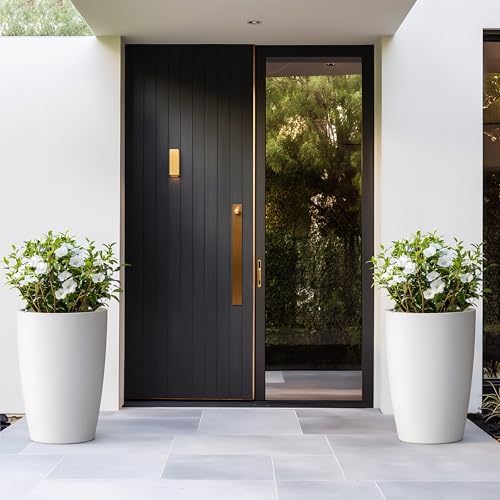 Kante Large Round Tapered White Concrete Planter 22.4" Tall, Outdoor - Image 5