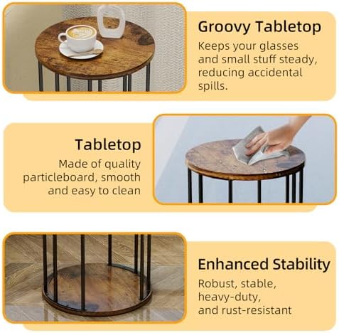 Plant Stand Indoor,small plant stool,Flower Pot Corner stand holder,Mid Century Heavy Duty Metal Tall Home Decor,Modern Round End Table,Small Rustic Display Stand for Living Room,Bedroom(Brown,21In) - Image 6