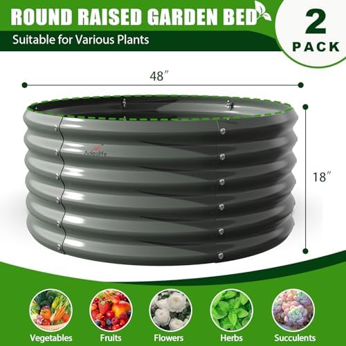 Anleolife 2-Pack 4ft x 18in Round Raised Garden Beds, Quartz Grey - Image 3