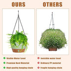 Amyhill 6 Pcs 8 Inch Hanging Planter for Indoor Plants Self Watering Hanging Pot Baskets with Drainage Hole Visible Water Level Tray with Hooks for Garden Outdoor(Green) - Image 4
