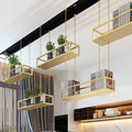 Ceiling Shelf Mounted Hanging Basket Floating Suspended Storage Shelving, Gold Decorations Display Shelves Flower Stand for Kitchen Bar Living Room, Wine Holder Pot Pan Rack (Size by Unknown