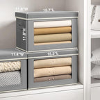 Homsorout Large Storage Bins with Lids - Fabric Storage Cubes with Window, Collapsible Bins for Clothes, 15.7 Inch Large Baskets for Bedroom, Dorm, Office, Grey, 6 Pack - Image 2