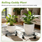 10 Packs Large Metal Plant Caddy with Wheels 13" Heavy-duty Wrought Iron Rolling Plant Stands with Casters Plant Dolly Plant Roller Base for Indoor and Outdoor Plant Pot Movers Saucers Brown - Image 5