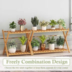 Wood Plant Stand - 2 Tier Planter Shelf | Outdoor Wooden Plant Stand For Patio Garden Porch Balcony Entryway Living Room Greenhouse Designed To Enhance The Beauty Of Your Greenery - Image 4