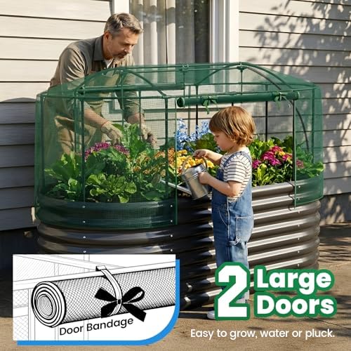 Quictent Raised Garden Bed Kit w/Self Watering & Netting 6x3x2Ft Dark Grey - Image 6