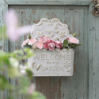 Decorative Hanging Wall Basket Shabby Chic Wall Planter for Indoor Planters Decor White Wall Planter Holder Metal Hanging Planter Wall Mounted Planter for Farmhouse Garden Wall Decor - Image 4