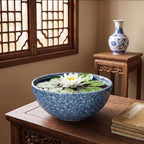 Lotus Bowl, 10 Inch Ceramic Succulent Pots, Bonsai Pots, Scale Blue - Image 6