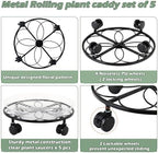 5 Packs 12 inches Metal Heart Plant Caddy with Wheels Large Rolling Plant Stands Rolling Plant Dolly Heavy-Duty Plant Roller Base Movers for Indoor and Outdoor - Image 2