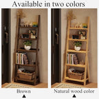 5-Tier Bamboo Ladder Shelf, Narrow Leaning Bookcase for Books and Plants, Space Saving Trapezoid Storage Rack for Living Room Entryway Office Balcony Stylish Home Decor - Image 6