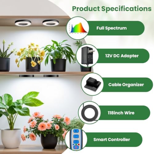 Kullsinss 3.5" Grow Lights for Indoor Plants, 36W Full Spectrum Plant Light - Image 3