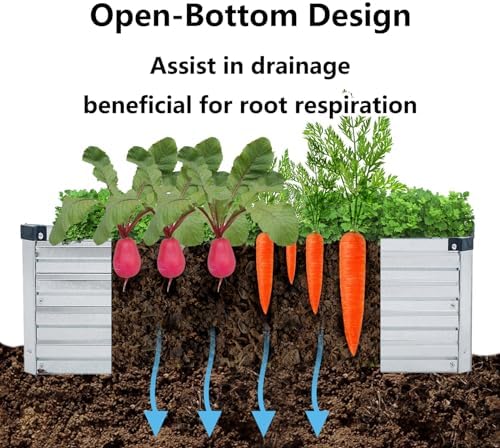 Meberam 12x2x1.5FT Galvanized Raised Garden Beds Kit Large Outdoor Metal Gardening Planter Box for Vegetable Elevated Flower Herbs, Silver - Image 3