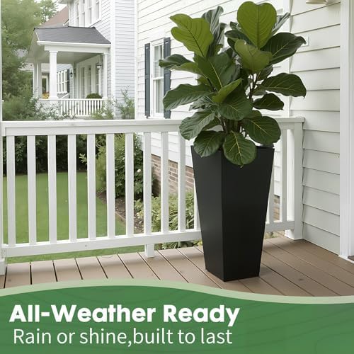 2PCS 30" Tall Planters Large Square Planter with Inner Tray,Outdoor Modern - Image 4