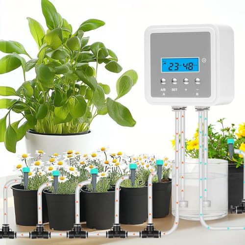 Smart Automatic Plant Watering System for 20 Pots - Dual Pump Indoor Drip Irrigation Kit with 30-Day Programmable Timer & USB-C Charging by DAOTAILI