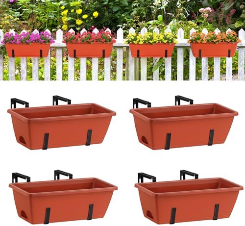 Window Boxes Planters 17’’ Railing Planter Box with Adjustable Brackets by smusei