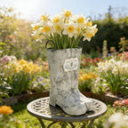 Vintage Metal Boot Planters Rustic Farmhouse Flower Pots Outdoor Decorative Boot Plants Buckets for Wedding, Garden, Home, Patio Decor (White) - Image 6