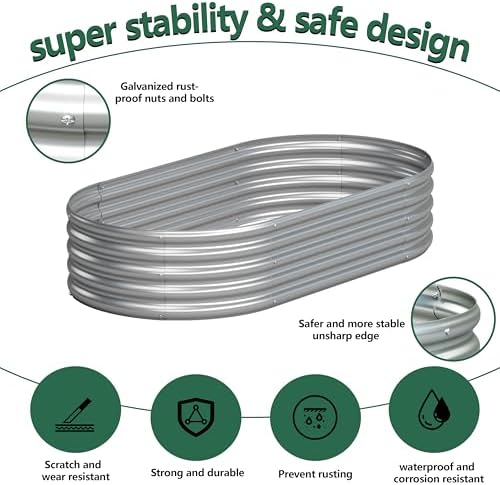 2PCS 4x2x1FT Galvanized Metal Raised Garden Bed,Outdoor Planter Box for Vegetables - Image 2