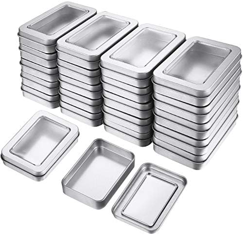 48 Pcs Tin Box Metal Tins with Lids Clear Top Empty Mini Portable Tins Box by TecUnite