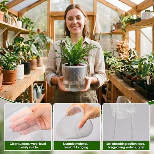 9 Pcs 3 Each of 5'', 6.5'', 7'' Large Clear Self Watering Plant Pots - Image 4