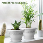 10 Inch Plant Pots with Drainage Hole - Lightweight Flower Pots for Herbs and Flowers - Home Decor Plastic Planters for Indoor Outdoor Plants- Pack of 4 (White, 10 inch) - Image 6