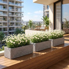 24" Rectangular Indoor Outdoor Planter, Light Gray, Windowsill Plant Box - Image 2