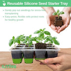 Seed Starter Kit 6 Pack, Reusable Silicone Seedling Starter Trays 72 Cells Seed Starter Tray, with Humidity Dome, Foldable Design for Easy Transplanting - Image 3