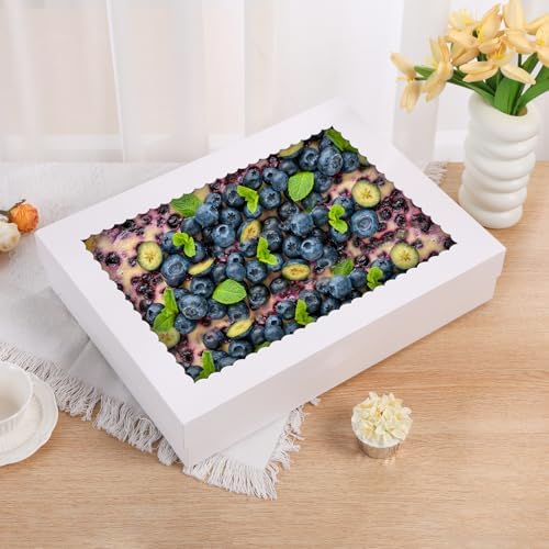 12pcs 19x14x4 inch Cake Boxes with Window，White Rectangle Sheet Large Bakery Boxes for Pastry Dessert Cake, Cupcakes Donuts Cookies Pie Treat Packaging - Image 5