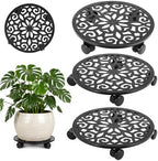 Plant Caddy with Wheels, 3 Pack 13.5” Rolling Plant Stand Plant Rollers Heavy Duty Plant Dolly with Casters Indoor & Outdoor Wrought Iron Metal Plant Tray with Lockable Wheels for Large Flower Pots by Unknown