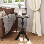 HLR Round Small End Table Set of 2, Wooden Pedestal Side Tables, Black - Image 5