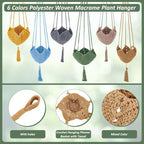 6Pcs Jute Crochet Long Plant Hanger for 4.72 to 7.09 Inch Pots, 6 Colors Polyester Macrame Plant Holder Hanging Planter Basket with Tassel for Indoor Outdoor Home Decor - Image 4