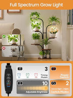 Plant Stand Indoor with Grow Lights – Tiered Metal Shelf Small Corner Rack for Multiple Succulent Herb Pot Display - Image 4
