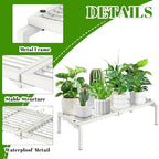 1 Tier Metal Plant Stand Indoor Outdoor, Potted Multiple Flower Pot Holder Rack Plant Shelf, Heavy Duty Planter Display Shelving for Patio Balcony Garden Living Room Decorative (White) - Image 2