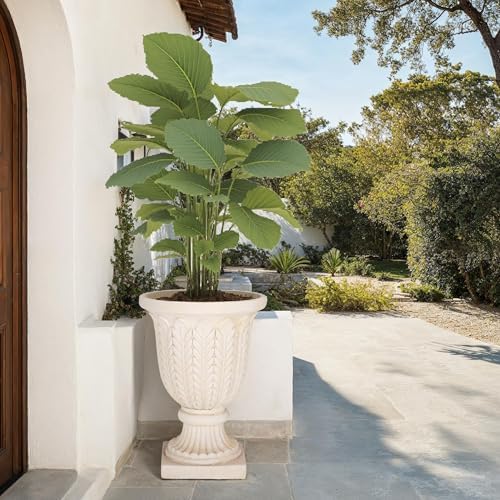 SAFAVIEH Outdoor Patio Furniture Collection - Apollo Off-White Planter Pot, Magnesium Oxide, Pedestal Urn Style (PAT5046A) - Image 2