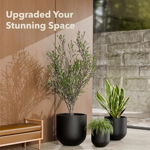 KUTE NEST 16" Premium Arco Fiberstone Outdoor Planter - Black - Image 6