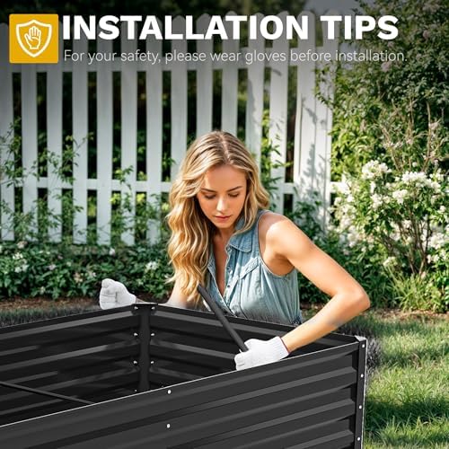 DWVO 2pcs 6 x 3 x 2 FT Raised Garden Bed Kit, Outdoor Galvanized Flower Bed with Gloves, Large Metal Planter Box for Vegetables, Flowers, Herbs, Fruits, Black - Image 6