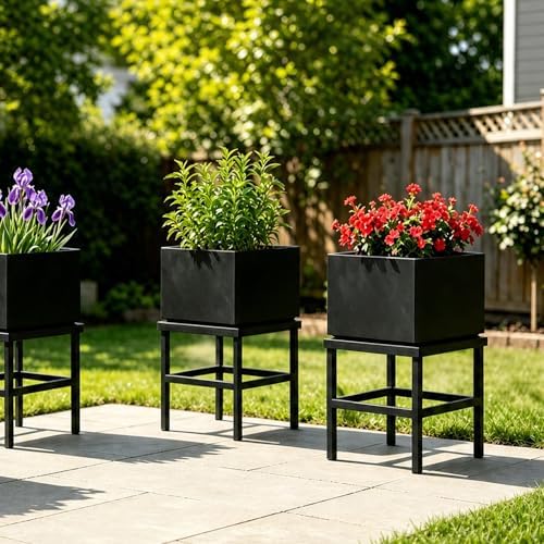 Metal Heavy Duty Plant Stand Indoor Outdoor,13 Inch Large Plant Stands Riser,Tall Wrought Iron Pedestal Holders for Flower Pot,Outside Rust-Proof Black Flower Display Shelf for Patio,1-Pack - Image 3